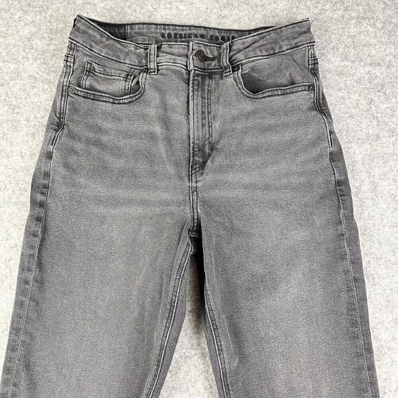 American Eagle Mom Jeans Womens 6R Faded Black Casual Everyday Stretch Denim - Picture 2 of 15